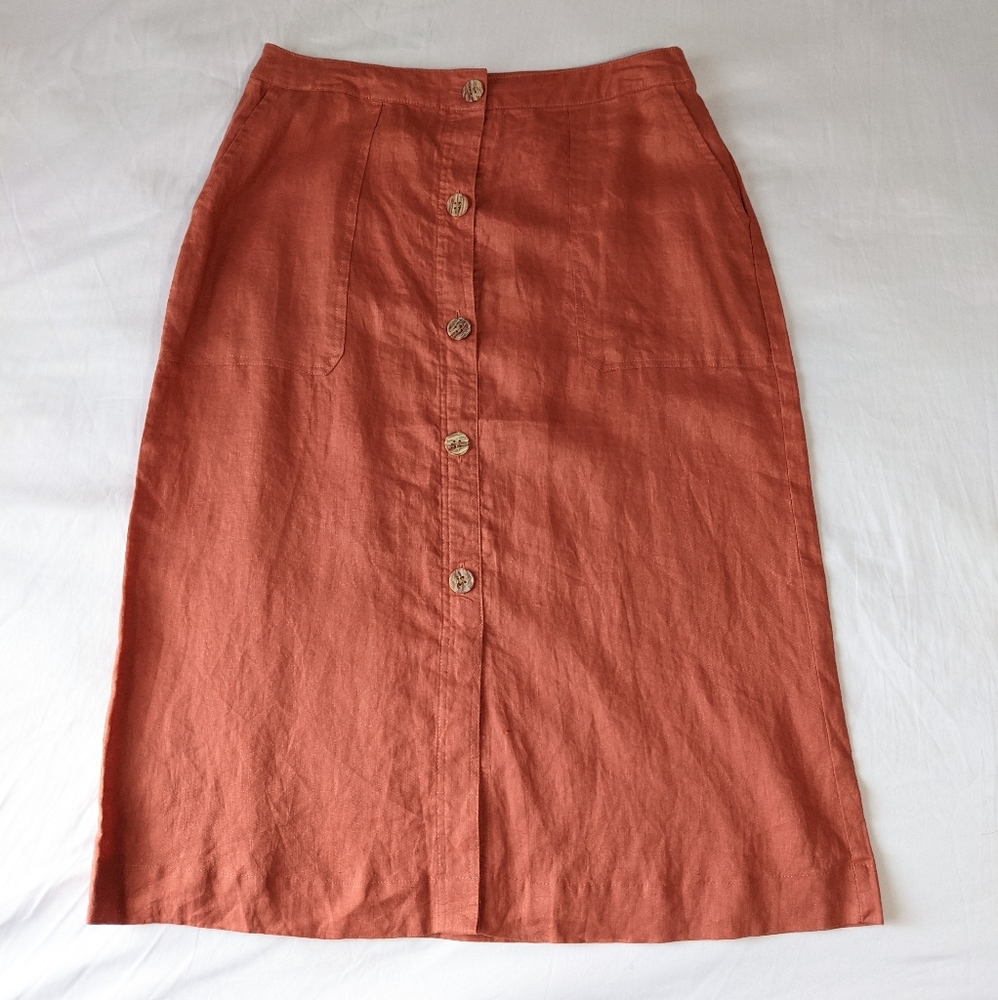Andrew Marc Linen Midi Skirt